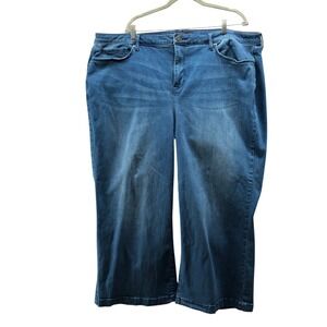 NYDJ‎ Wide Leg Crop Ankle Jeans Womens 24W Blue Medium Wash Stretch High Rise
